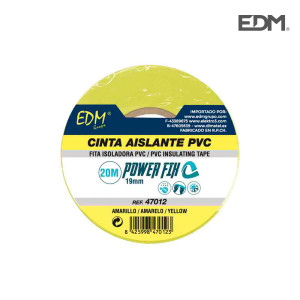 CINTA AISLANTE 20m x19mm AMARILLA EDM CALIDAD  SUPRA  10u/granel