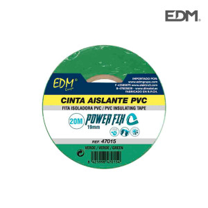 CINTA AISLANTE 20m x19mm VERDE EDM CALIDAD  SUPRA  10u/granel