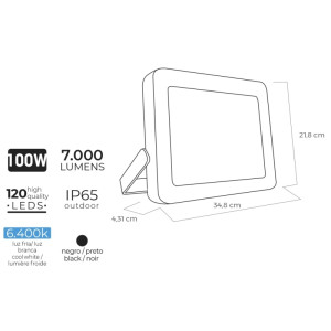 FOCO PROYECTOR LED 100W 6400K 7000 LUMENS