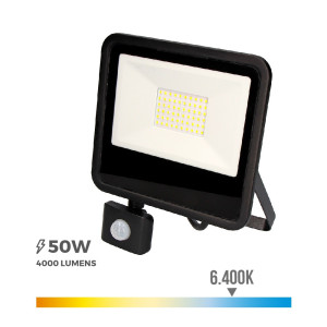 FOCO PROYECTOR LED 50W 4000 Lm 6400K CON SENSOR DE PRESENCIA