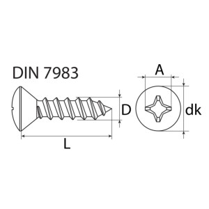 TORNILLO INOXIDABLE CABEZA AVELLANADA 4,2X13