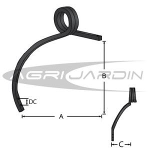 BRAZO CULTIVADOR ACODADO ESPIRAL DERECHO 27X27MM Ø16MM